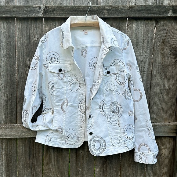 JM Collection White Denim Light Jacket 16 - Picture 1 of 6